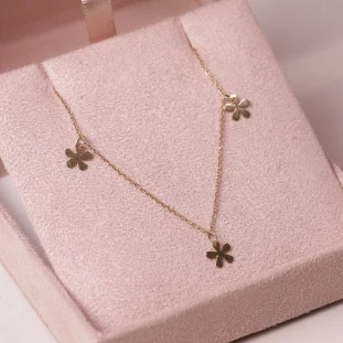 Gargantilha Flores Em Ouro Amarelo 