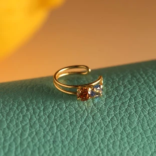 Piercing Zircônia Duplo em Ouro Amarelo