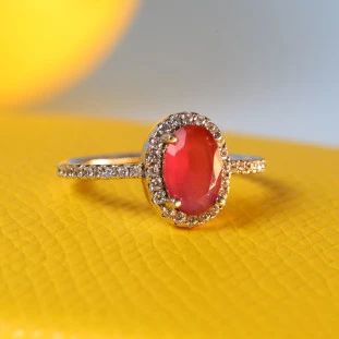 Anel Oval com Zircônia Colorida em Prata