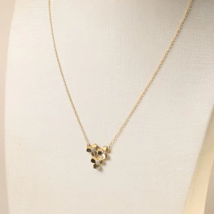 Gargantilha Trio Trevo Com Zircônias Em Ouro Amarelo 
