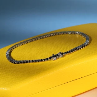 Pulseira Riviera Zircônia Negra em Prata