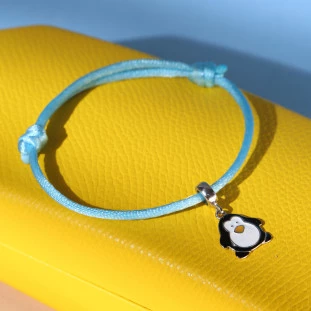 Pulseira Com Pingente Pingente Pinguim Em Prata