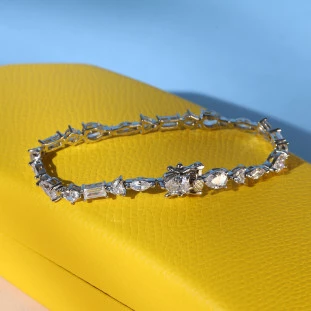 Pulseira Riviera Formas Cravejada Com Zircônias Em Prata