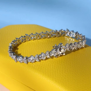 Pulseira Riviera Flores Cravejada Com Zircônias Em Prata