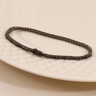 Pulseira Riviera Cravejada Com Diamantes Negros Em Ouro Negro