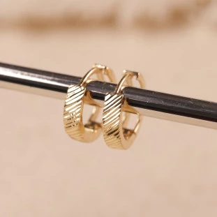 Argola Rendonda Diamantada Em Ouro Amarelo 