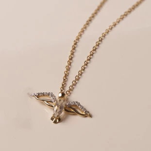 Gargantilha Espirito Santo Com Topazio e Diamantes Em Ouro Amarelo 