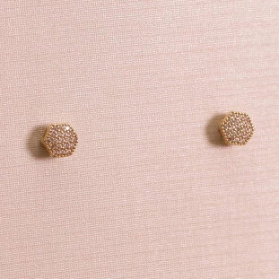 Brinco Chuveiro Sexttavado Cravejado Com Zircônias Em Ouro Amarelo 