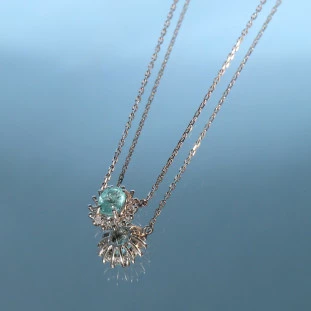 Gargantilha Turmalina Paraíba  Redonda E Diamantes Em Ouro Branco