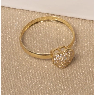Anel Coração Pavê com Zircônia em Ouro Amarelo