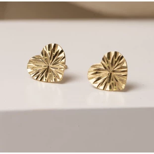 Brinco coração Diamantado em Ouro Amarelo
