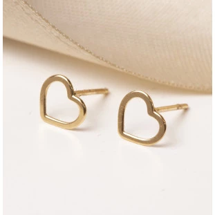 Brinco Coração Vazado em Ouro Amarelo