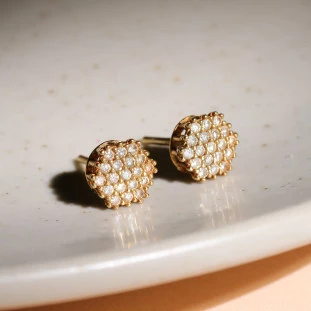 Brinco Chuveiro Cravejado Com Zircônias Em Ouro Amarelo