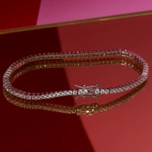 Pulseira Riviera Cravejada Com Zircônias Em Prata