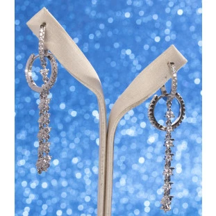 Brinco Argola com Corrente Cravejada com Zircônia em Prata