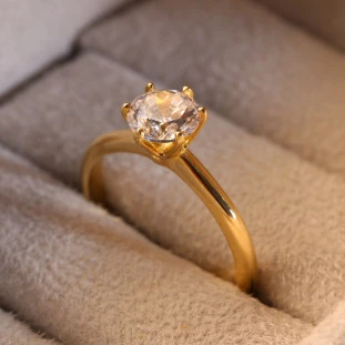 Anel Calice Com Zircônia de Em Ouro Amarelo