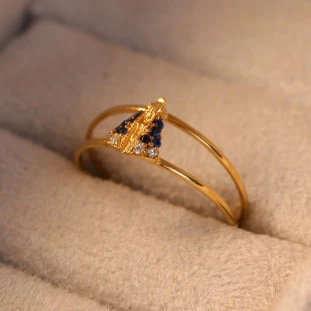 Anel Nsa Senhora Aparecida Cravejada Com Zircônias Em Ouro Amarelo