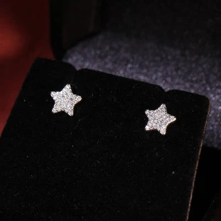Brinco Estrela Pavê Com Zircônias Em Prata