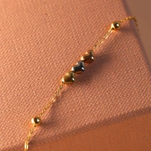 Pulseira Coração Tricolor Em Ouro Amarelo
