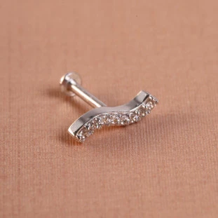 Piercing Cluster Cravejado Com Zircônias Em Ouro Branco 