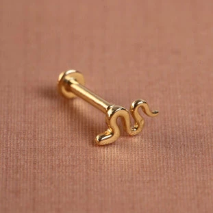 Piercing Cobra Em Ouro Amarelo 