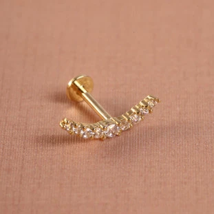 Piercing Cluster Cravejado Com Zircônias Em Ouro Amarelo 