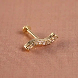 Piercing Cluster Cravejado Com Zircônias Em Ouro Amarelo 