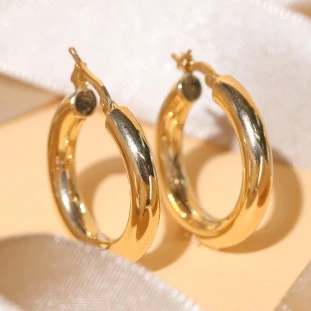 Brinco Argola Redonda Oca Em Ouro Amarelo