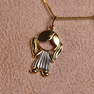 Pingente Menina Bicolor Em Ouro Amarelo 