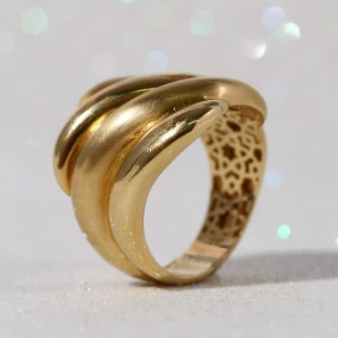 Anel Ondas Fosco em Ouro Amarelo