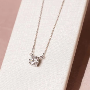Gargantilha Ponto De Luz Com Moissanite Em Prata 