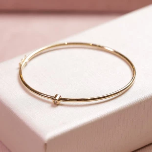 Bracelete Fio Redondo Com Diamante Em Ouro Amarelo 