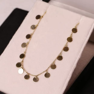 Gargantilha Circulos Pendurados Em Ouro Amarelo 