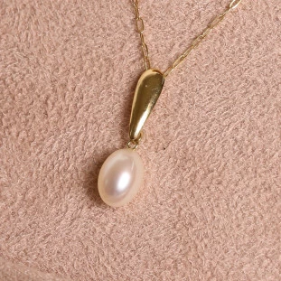 Pingente Gota Pérola Biwa Em Ouro Amarelo