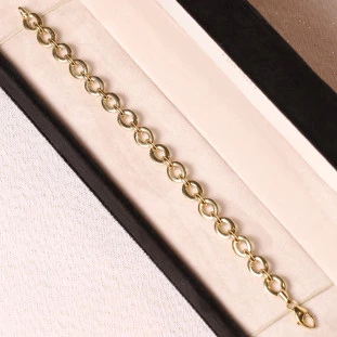 Pulseira Elos Ovais Largos Em Ouro Amarelo 