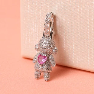 Pingente Menina Com Zircônia Pink Em Prata 