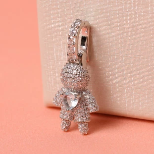 Pingente Menino Com Zircônia Água Marinha Em Prata 