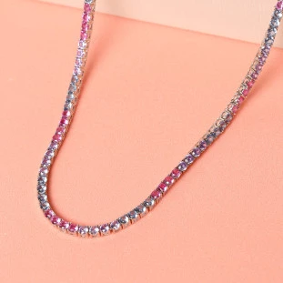 Gargamtilha Riviera Cravejada Com Zircônias Coloridas Em Prata 