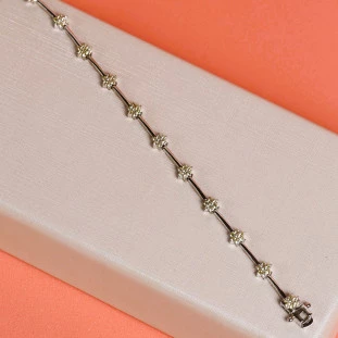 Pulseira Riviera Flores Cravejada Com Zircônias Colors Em Prata
