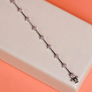 Pulseira Riviera Flores Cravejada Com Zircônias Colors Em Prata
