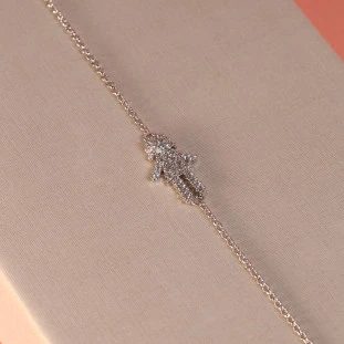 Pulseira Elos Menina Cravejado Com Zircônias Em Prata