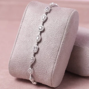 Pulseira Riviera Formas Cravejadas Com Zircônias Em Prata 