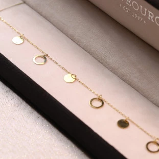 Pulseira Circulos Fechados e Vazados  Ouro Amarelo 