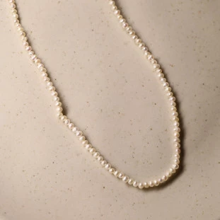 Colar Mini Perolas Em Ouro Amarelo