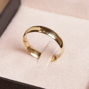 Aliança Tradicional Boleada Em Ouro Amarelo 