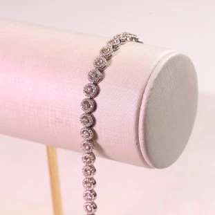 Pulseira Riviera Redonda Cravejada Com Moissanites Amarelas Em Prata 