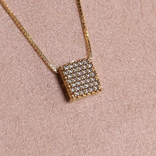 Pingente Chuveiro Cravejado Com Zircônias Em Ouro Amarelo