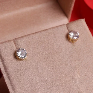 Brinco Ponto de Luz Com Zircônias Em Ouro Amarelo 