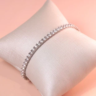 Pulseira Riviera Cravejada Com Zircônias Em Prata 