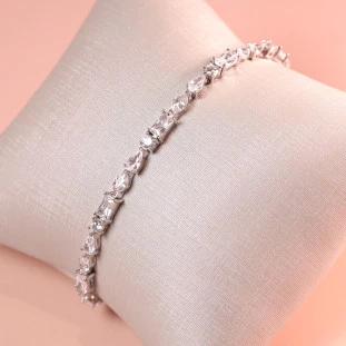 Pulseira Riviera Formas Cravejada Com Zircônias Em Prata 